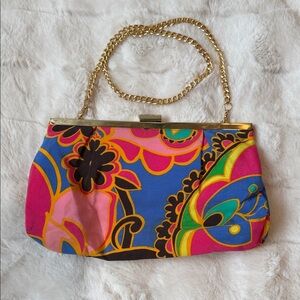 Lilly Pulitzer Vibrant Floral Clutch with Gold Chain